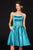 Angela & Alison-82030 Strapless A-Line Pleated Cocktail Dress In Blue