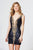 Angela and Alison - 82031 Fully Sequined Deep V-neck Fitted Dress in Black