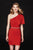 Angela & Alison-82032 Asymmetrical Fitted Sheath Cocktail Dress In Red