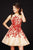 Angela and Alison - 82025 Illusion Halter Floral Cocktail Dress In Red and Nude