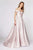 Angela & Alison-82064 Foldover Off-Shoulder Ballgown With Slit In Pink