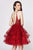 Angela and Alison - 82039 Beaded Bodice Ruffled Tiered Skirt Dress In Red