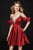 Angela & Alison-82049 Crystal Beaded V-neck A-line Dress In Red