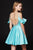 Angela & Alison-82049 Crystal Beaded V-neck A-line Dress In Blue
