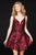 Angela and Alison - 82055 Floral Embroidered V-neck A-line Dress In Red