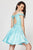 Angela and Alison - 82056 Embroidered Romper With Detachable Overskirt In Blue
