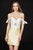 Angela & Alison-82028 Pleated Off-Shoulder Polka Dot Fitted Dress In White and Gold