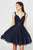 Angela and Alison - 82044 Lattice Beaded Sweetheart A-line Dress In Blue