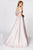 Angela & Alison-82064 Foldover Off-Shoulder Ballgown With Slit In Pink