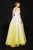 Angela & Alison-82063 Crystal Beaded Pleated Ombre Ballgown In Yellow and White