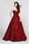 Angela and Alison - 82069 Floral Woven Applique A-Line Evening Gown
