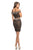 Johnathan Kayne - 8206 Two-Piece Fitted Floral Accent Cocktail Dress in Black and Neutral