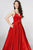 Angela & Alison-82070 Low Open V-Back Sleek A-Line Gown In Red