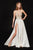 Angela and Alison - 82074 Plunging Jeweled Bodysuit with Sheer Over skirt In Ivory