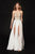 Angela and Alison - 82074 Plunging Jeweled Bodysuit with Sheer Overskirt In Ivory