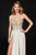 Angela and Alison - 82074 Plunging Jeweled Bodysuit with Sheer Over skirt In Ivory