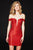 Angela and Alison - 82042 Off-Shoulder Fitted Sheath Short Dress In Red