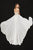 Angela and Alison - 82074 Plunging Jeweled Bodysuit with Sheer Over skirt In Ivory