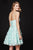 Angela & Alison-82057 Floral Appliqued Embroidered A-Line Dress In Blue