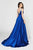 Angela & Alison-82070 Low Open V-Back Sleek A-Line Gown In Blue