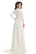 Johnathan Kayne - 8208 Deep V-neck Glitter Knit A-line Gown in White