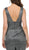 Poly USA - 8212 Metallic Plunging V-Neck Sheath Cocktail Dress in Black/Silver