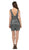 Poly USA - 8212 Metallic Plunging V-Neck Sheath Cocktail Dress in Black/Silver