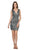 Poly USA - 8212 Metallic Plunging V-Neck Sheath Cocktail Dress in Black/Silver