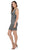 Poly USA - 8212 Metallic Plunging V-Neck Sheath Cocktail Dress in Black/Silver