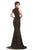 Johnathan Kayne - 8214 Versatile Angel Sleeve Glitter Long Gown in Black and Gold