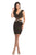 Johnathan Kayne - 8215 Bedazzled Deep V-neck Sheath Cocktail Dress in Black and Gold