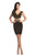 Johnathan Kayne - 8215 Bedazzled Deep V-neck Sheath Cocktail Dress in Black and Gold