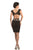 Johnathan Kayne - 8215 Bedazzled Deep V-neck Sheath Cocktail Dress in Black and Gold