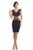 Johnathan Kayne - 8215 Bedazzled Deep V-neck Sheath Cocktail Dress in Blue