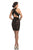 Johnathan Kayne - 8217 Ruched Deep Halter V-neck Sheath Dress in Black