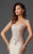 Clarisse - M6416 Intricate Floral Applique Sheath Gown In Neutral and Brown