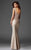 Clarisse - M6416 Intricate Floral Applique Sheath Gown In Neutral and Brown