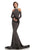 Johnathan Kayne - 8219 Feathered Long Sleeve Lace Mermaid Gown in Silver