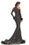 Johnathan Kayne - 8219 Feathered Long Sleeve Lace Mermaid Gown in Silver