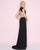 Mac Duggal - 82228L Cap Sleeves Deep V-neck Fitted Gown In Black