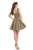 Johnathan Kayne - 8223 Plunging Neckline Metallic Knit Cocktail Dress in Gold