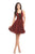 Johnathan Kayne - 8223 Plunging Neckline Metallic Knit Cocktail Dress in Red