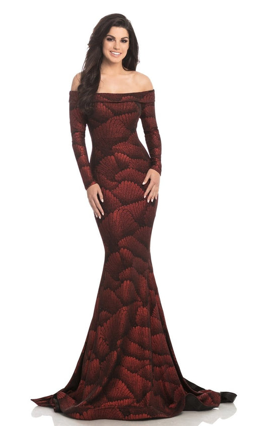 Johnathan Kayne - 8207 Off-Shoulder Sweetheart Neckline Cocktail Dress in Red