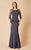 Daymor Couture - 650 Embellished Bateau Sheath Dress in Gray