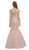 Poly USA - 8226 Cap Sleeve Appliqued Illusion Cutout Mermaid Gown in Pink