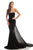 Johnathan Kayne - 8231 Gold Beaded Stretch Velvet Mermaid Dress in Purple