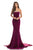 Johnathan Kayne - 8231 Gold Beaded Stretch Velvet Mermaid Dress in Purple