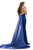 Johnathan Kayne - 8231 Gold Beaded Stretch Velvet Mermaid Dress in Blue