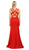 Poly USA - 8232 Sexy Cutout Back Mermaid Jersey Evening Gown In Red