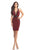 Johnathan Kayne - 8233 Embellished Deep Halter V-neck Cocktail Dress in Red and Black